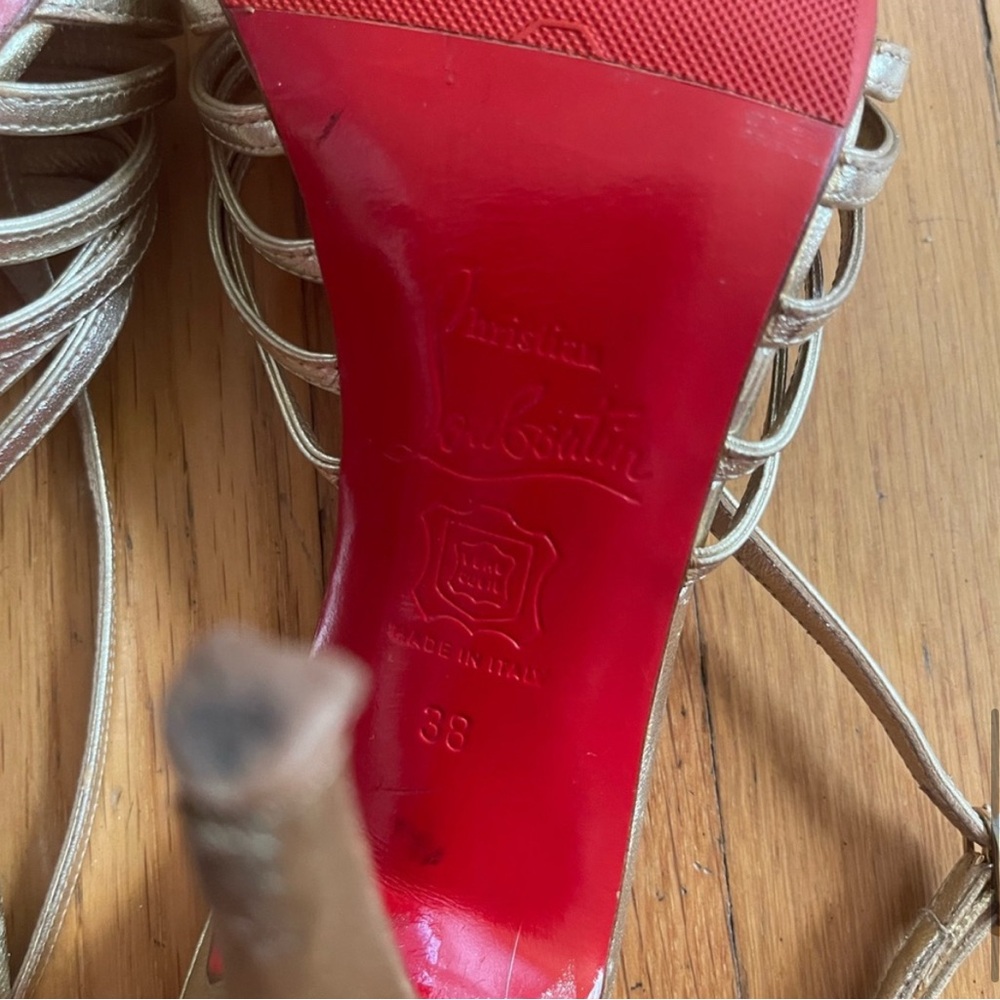 Christian Louboutin Gold Strappy Disco Heels - Picture 8 of 10